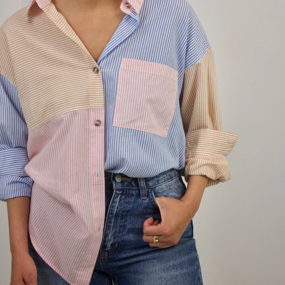 Colorblock Striped Women's Blouse